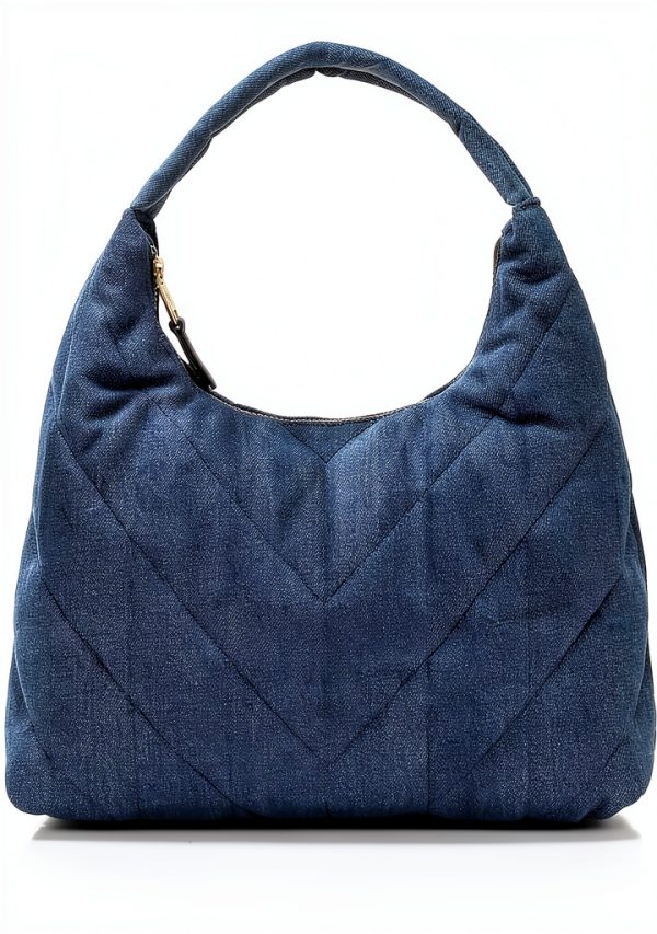 Karl Lagerfeld Hobo Handbag Washed Denim Womens Everyday Bag-0