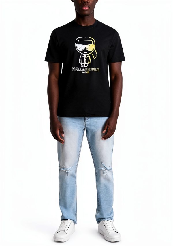 Karl Lagerfeld Paris Mens Graphic T-Shirt Black Crewneck-1