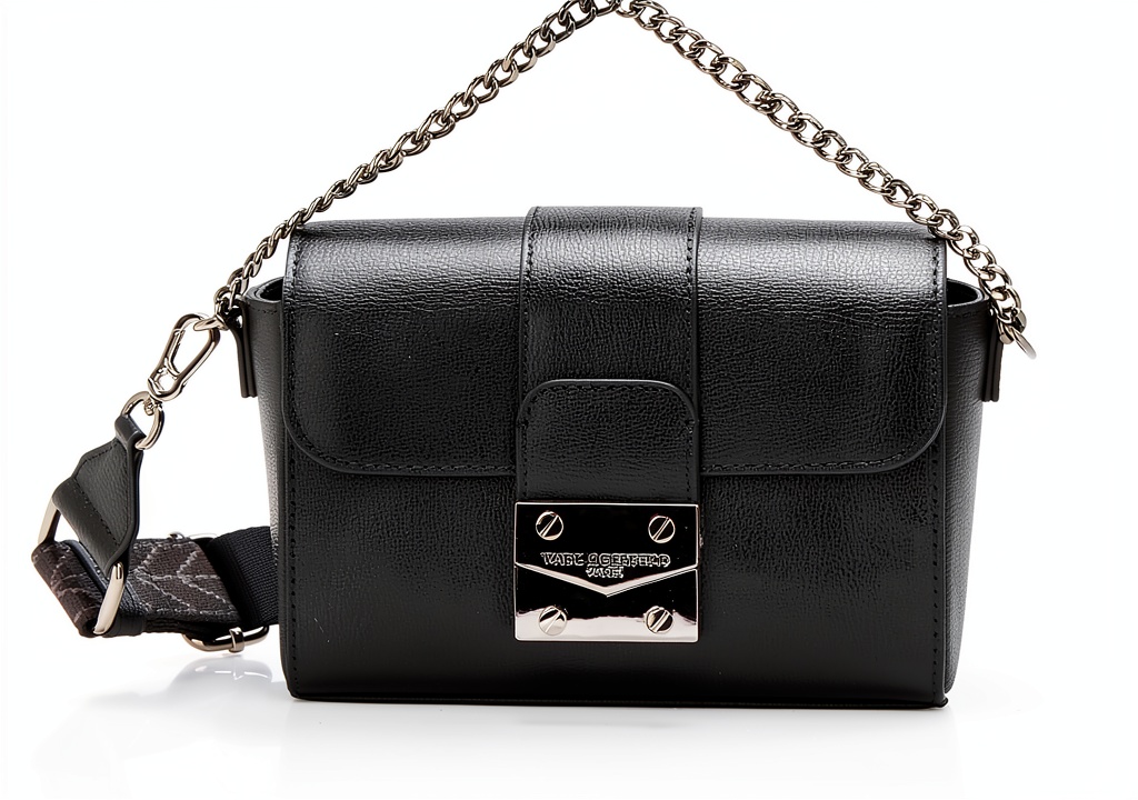 Karl Lagerfeld Paris crossbody handbag in black/dark gunmetal showing front view