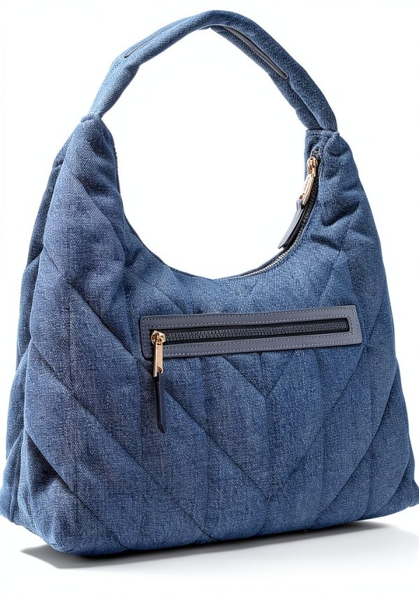 Karl Lagerfeld Hobo Handbag Washed Denim Womens Everyday Bag-2