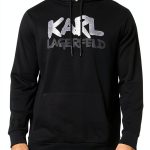 Karl Lagerfeld Mens Hooded Sweatshirt Black Logo Design-0