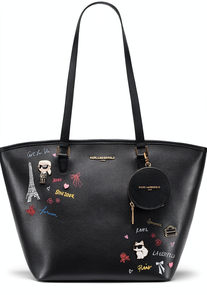 Karl Lagerfeld Paris tote bag displayed on a neutral background