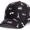 Karl Lagerfeld Paris Womens Baseball Cap Black White-1