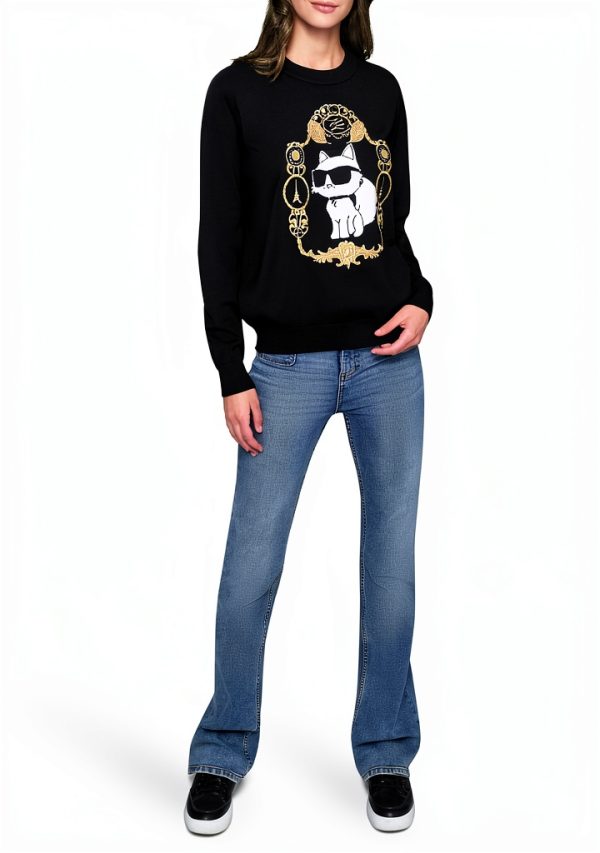 Karl Lagerfeld Paris Womens Pullover Sweater Black Versatile-1