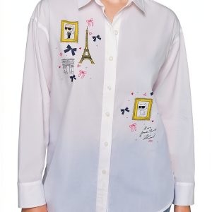 Karl Lagerfeld Paris Womens Button Down Shirt White-0