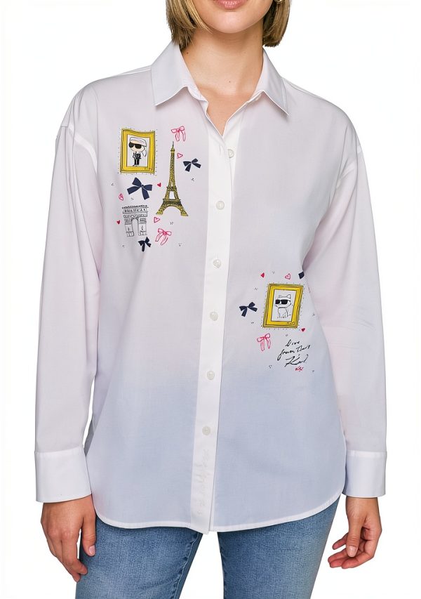 Karl Lagerfeld Paris Womens Button Down Shirt White-0