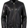Karl Lagerfeld Mens Leather Jacket Stand Collar Versatile-0
