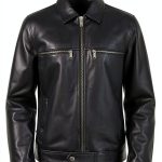 Karl Lagerfeld Mens Leather Jacket Stand Collar Versatile-0
