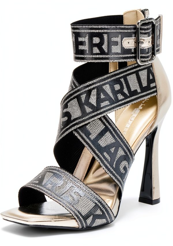 Karl Lagerfeld Womens Strappy Sandals Pewter Soft White-0
