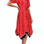 Karl Lagerfeld Paris Midi Dress Hanky Hem Puffed Sleeve-0