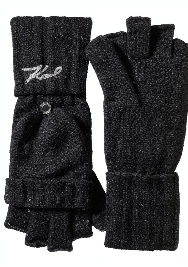 Karl Lagerfeld Paris Womens Cold Weather Mittens Black One-0