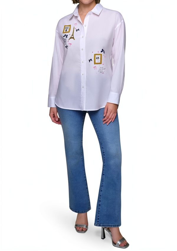 Karl Lagerfeld Paris Womens Button Down Shirt White-1