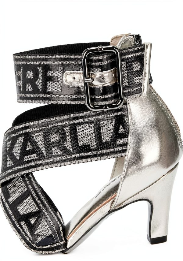 Karl Lagerfeld Womens Strappy Sandals Pewter Soft White-3