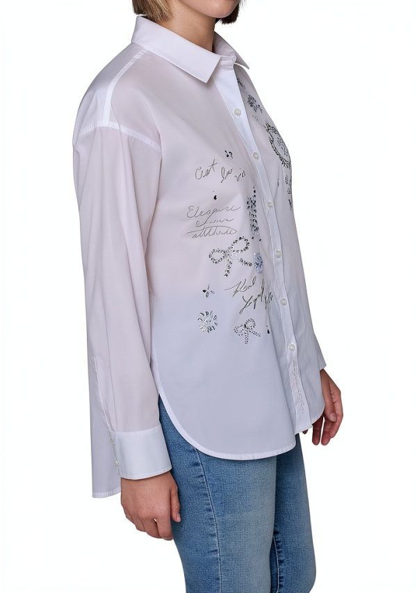 Karl Lagerfeld Paris Womens Button Down Shirt White-2