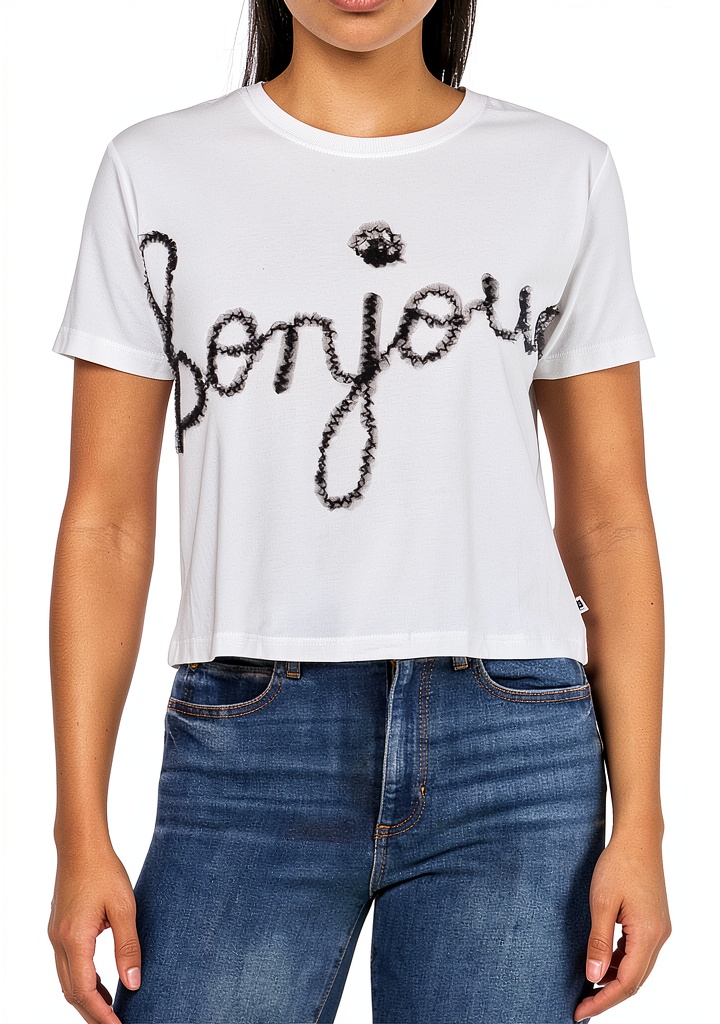 Karl Lagerfeld Paris womens shirt in Soft White worn in a professional setting
