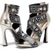 Karl Lagerfeld Womens Strappy Sandals Pewter Soft White-2