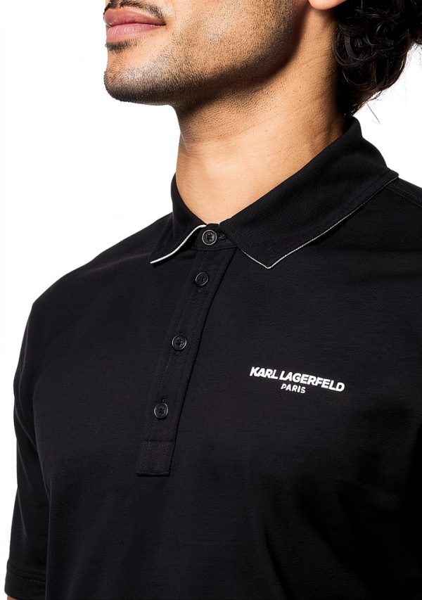Karl Lagerfeld Mens Polo Shirt Short Sleeve Logo Black-2