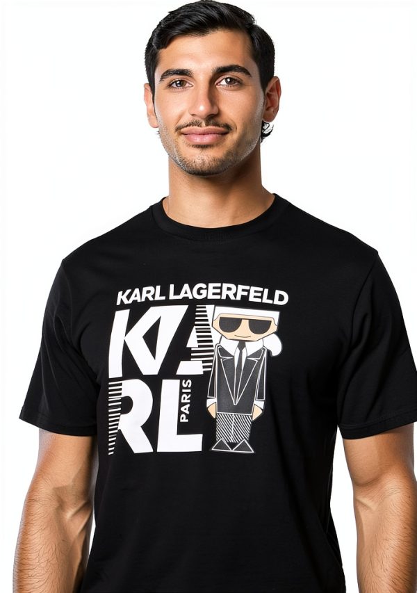 Karl Lagerfeld Paris Mens T-Shirt Black Relaxed Fit-2