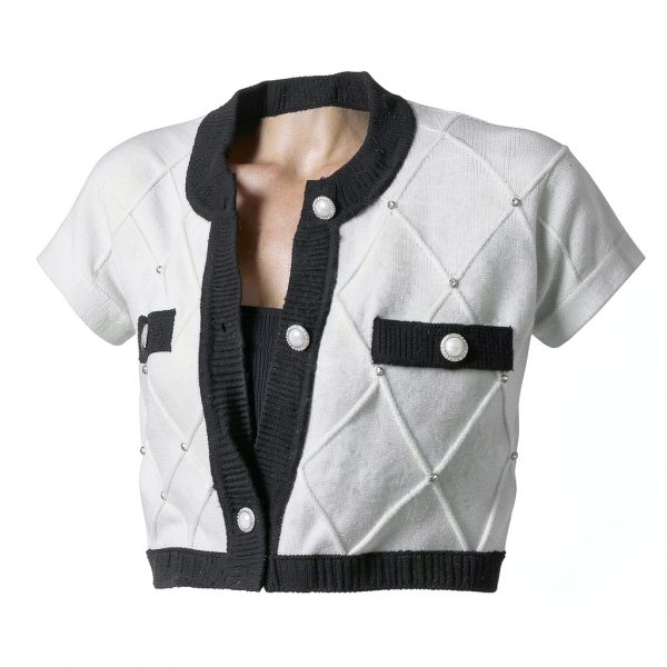Karl Lagerfeld Paris Womens Pullover Sweater Black White-3