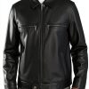 Karl Lagerfeld Mens Leather Jacket Stand Collar Versatile-1