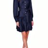 Karl Lagerfeld Paris Womens Long Sleeve Collared Tie Waist-1