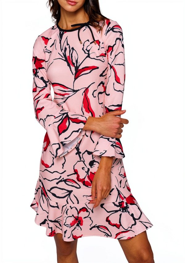 Karl Lagerfeld Paris Womens Dress Flounce Hem 3/4 Sleeve-1