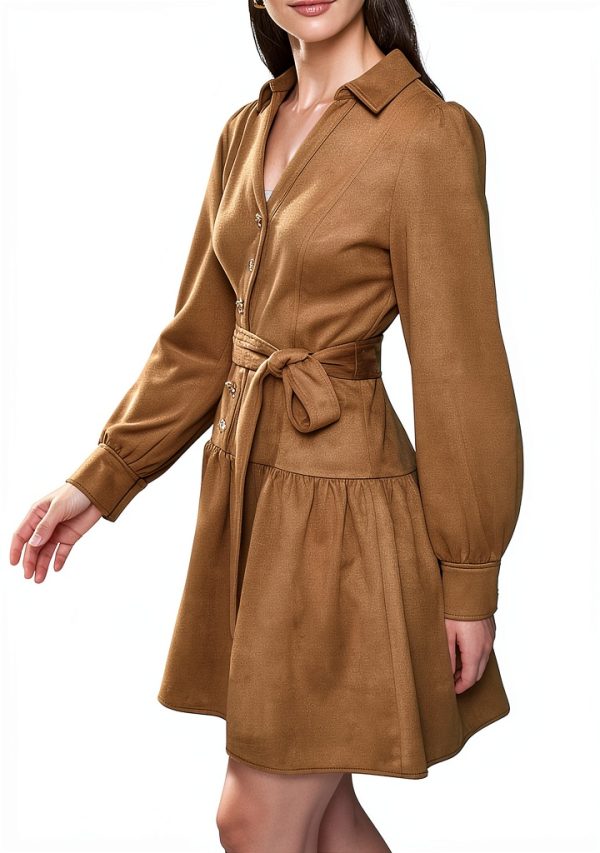 Karl Lagerfeld Paris Womens Long Sleeve Collared Dress-2
