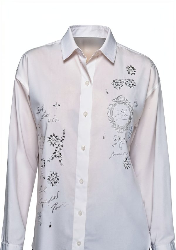 Karl Lagerfeld Paris Womens Button Down Shirt White-4