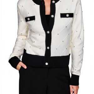 Karl Lagerfeld Paris Womens Pullover Sweater Black White-0