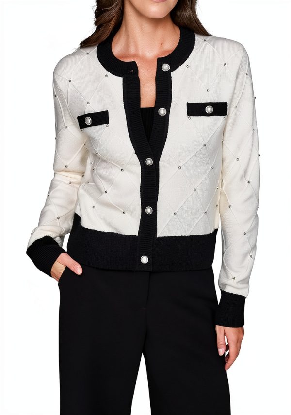 Karl Lagerfeld Paris Womens Pullover Sweater Black White-0