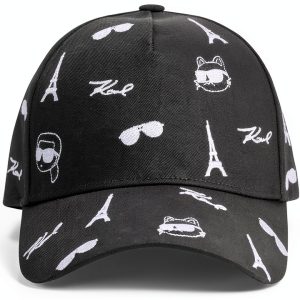Karl Lagerfeld Paris Womens Baseball Cap Black White-0