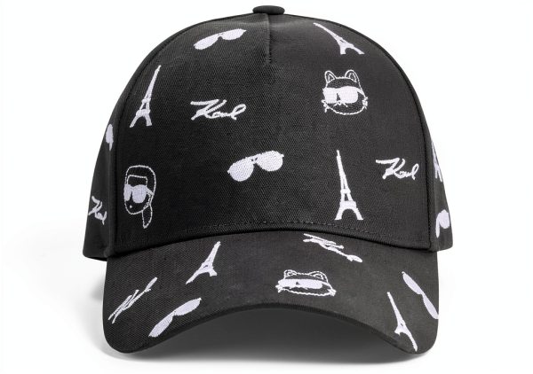 Karl Lagerfeld Paris Womens Baseball Cap Black White-0
