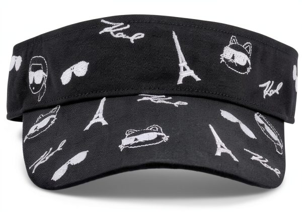 Karl Lagerfeld Paris Womens Sun Hat Black White Luxury-0