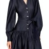 Karl Lagerfeld Paris Womens Long Sleeve Collared Tie Waist-0