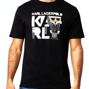 Karl Lagerfeld Paris Mens T-Shirt Black Relaxed Fit-0