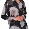 Karl Lagerfeld Paris Womens Button Down Shirt Black Red-0