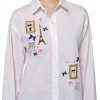 Karl Lagerfeld Paris Womens Button Down Shirt White-4