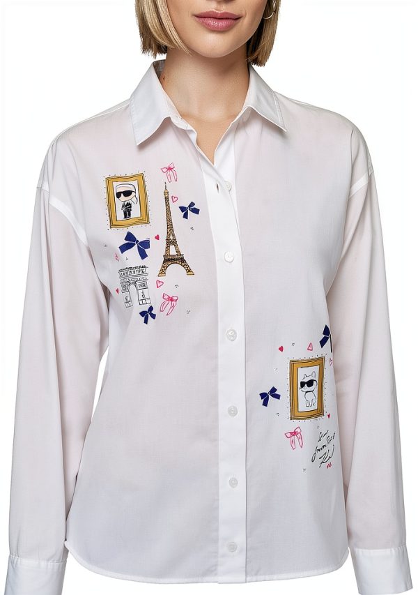 Karl Lagerfeld Paris Womens Button Down Shirt White-4
