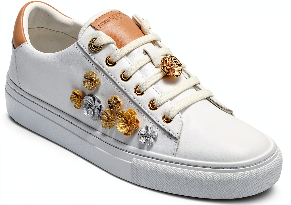 Karl Lagerfeld Paris womens fashion sneakers front view showing lace-up design and embellishments
