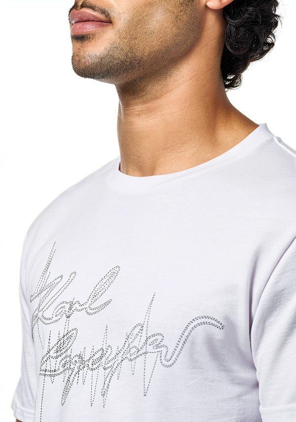 Karl Lagerfeld Mens T-Shirt Embroidered Crewneck Short-2