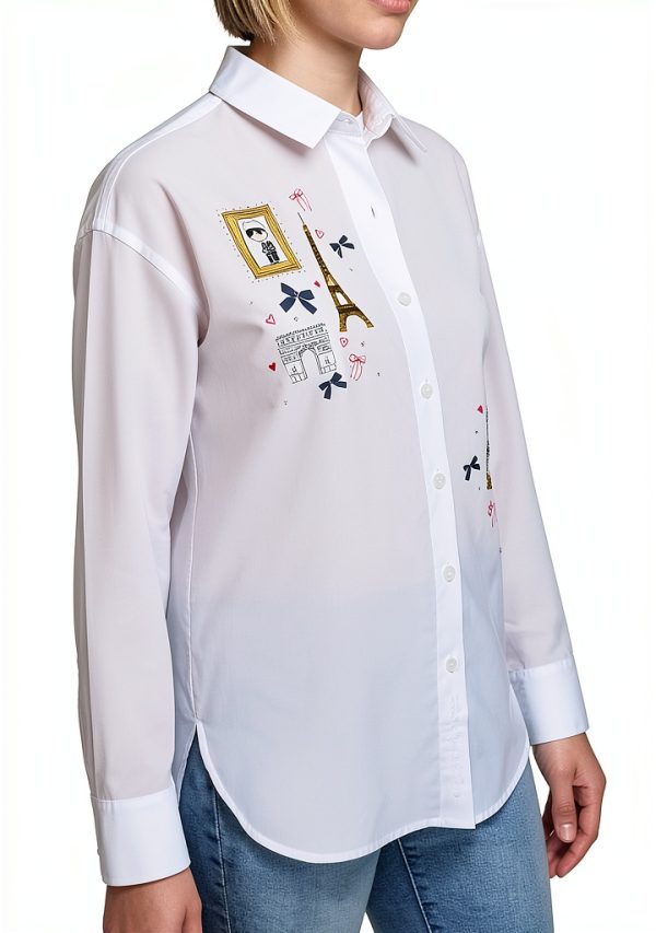 Karl Lagerfeld Paris Womens Button Down Shirt White-2