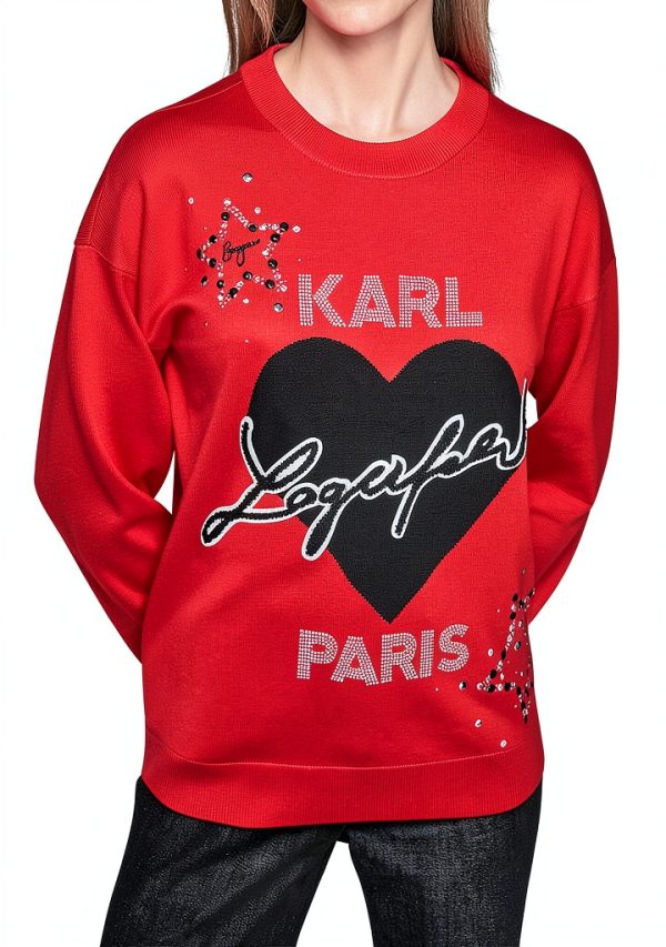 Karl Lagerfeld Paris Womens Sweater Admiral Red Versatile-0