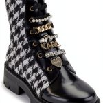 Karl Lagerfeld Paris Womens Combat Boots Mid Shaft Cold-0