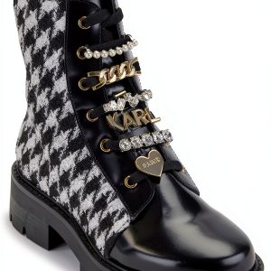 Karl Lagerfeld Paris Womens Combat Boots Mid Shaft Cold-0