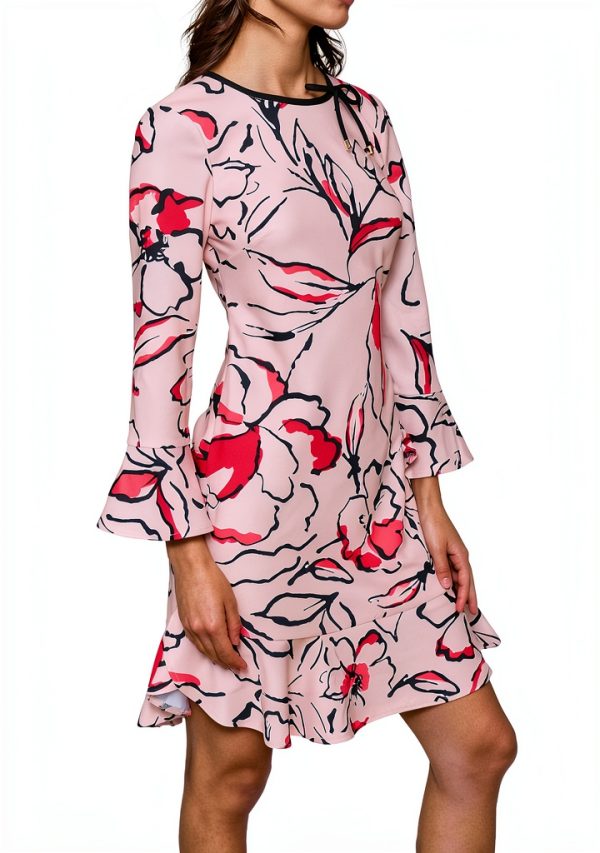 Karl Lagerfeld Paris Womens Dress Flounce Hem 3/4 Sleeve-2