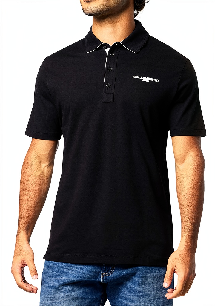 Karl Lagerfeld mens polo shirt in black color on a mannequin