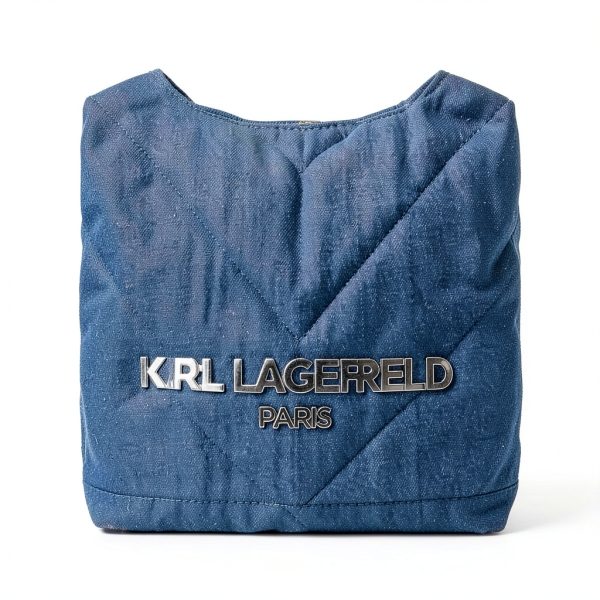 Karl Lagerfeld Hobo Handbag Washed Denim Womens Everyday Bag-3