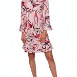 Karl Lagerfeld Paris Womens Dress Flounce Hem 3/4 Sleeve-0