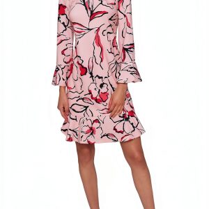 Karl Lagerfeld Paris Womens Dress Flounce Hem 3/4 Sleeve-0