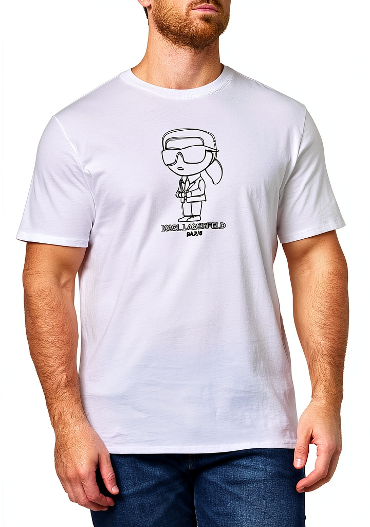 Karl Lagerfeld Paris men's t-shirt in Optic White color on a mannequin
